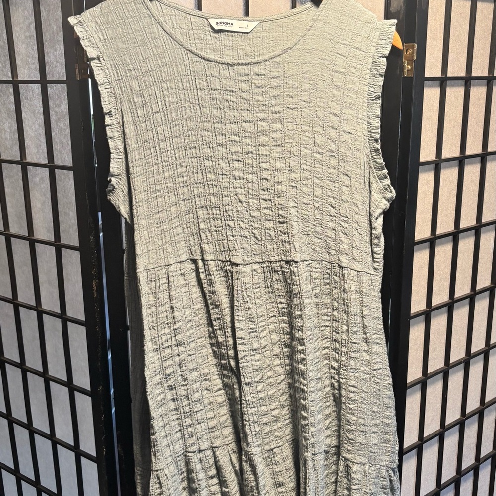 Sonoma Gray Textured Sleeveless Dress